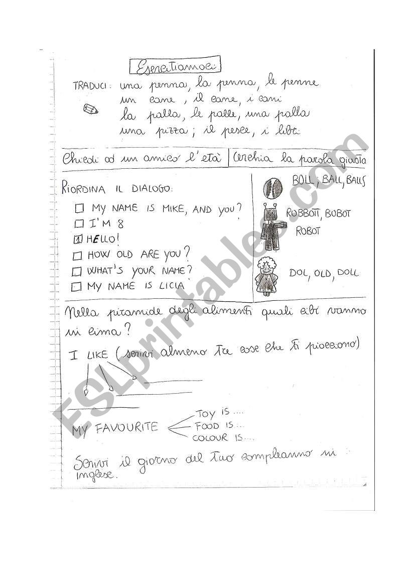 Excercizes worksheet