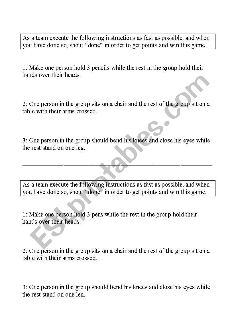 Reading exercise worksheet