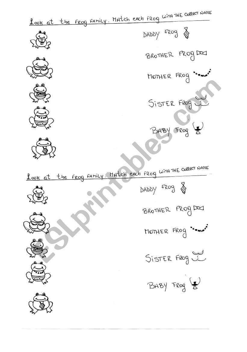 The frog family worksheet