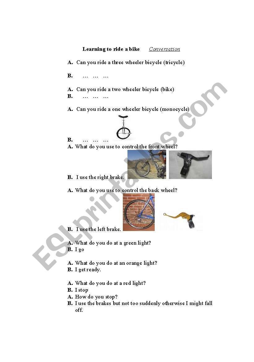 Learning how to ride a bike dialog