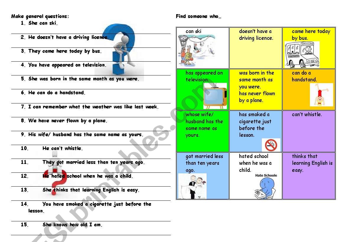 Revision of question forms worksheet
