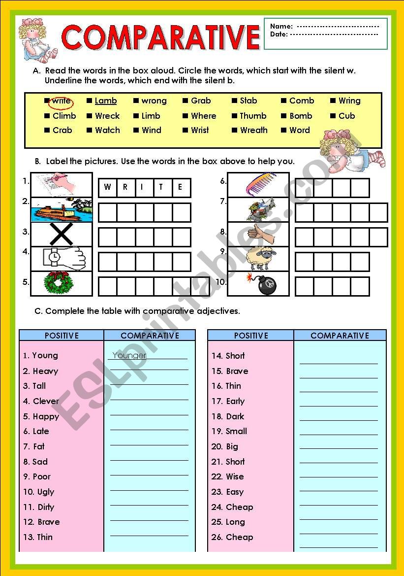 Comparative worksheet