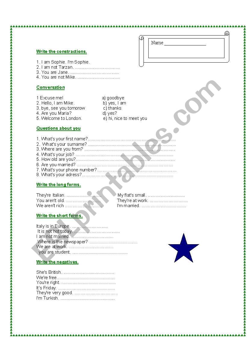 test worksheet