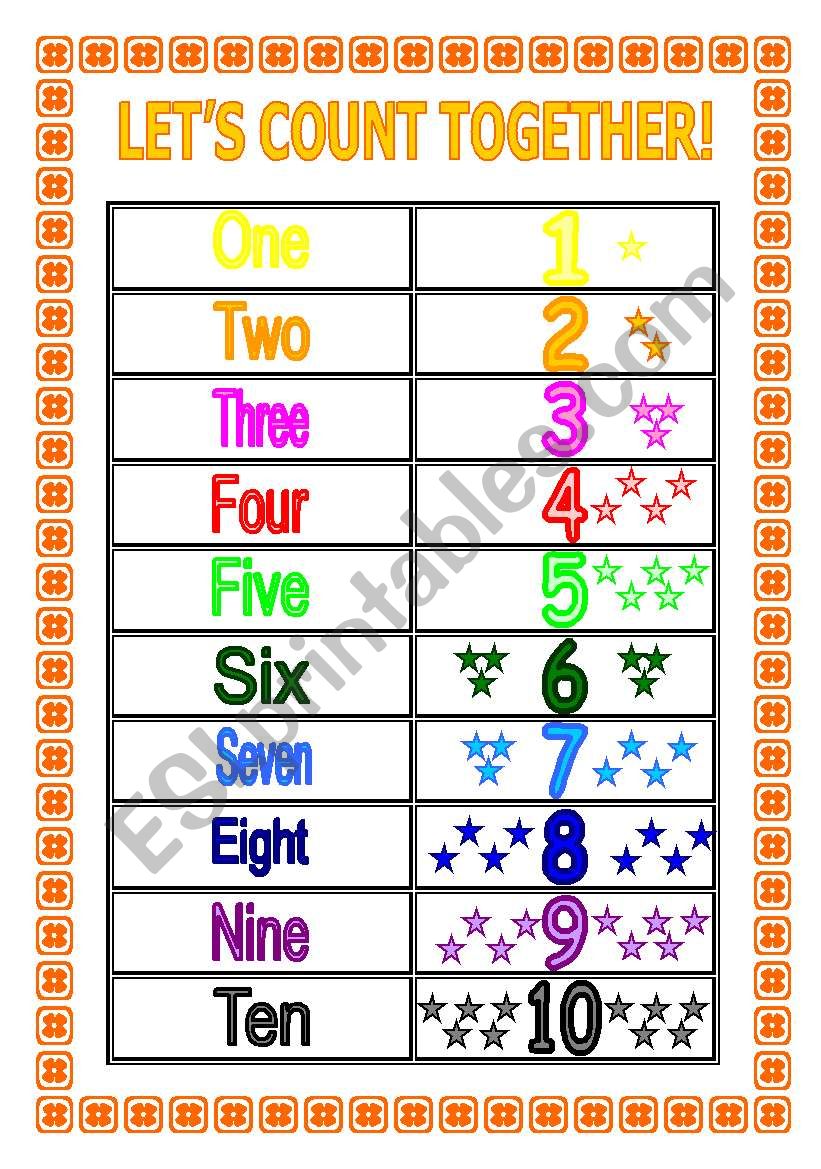 Lets count together (Numbers 1-10) Colour and B&W version + Activity proposals included