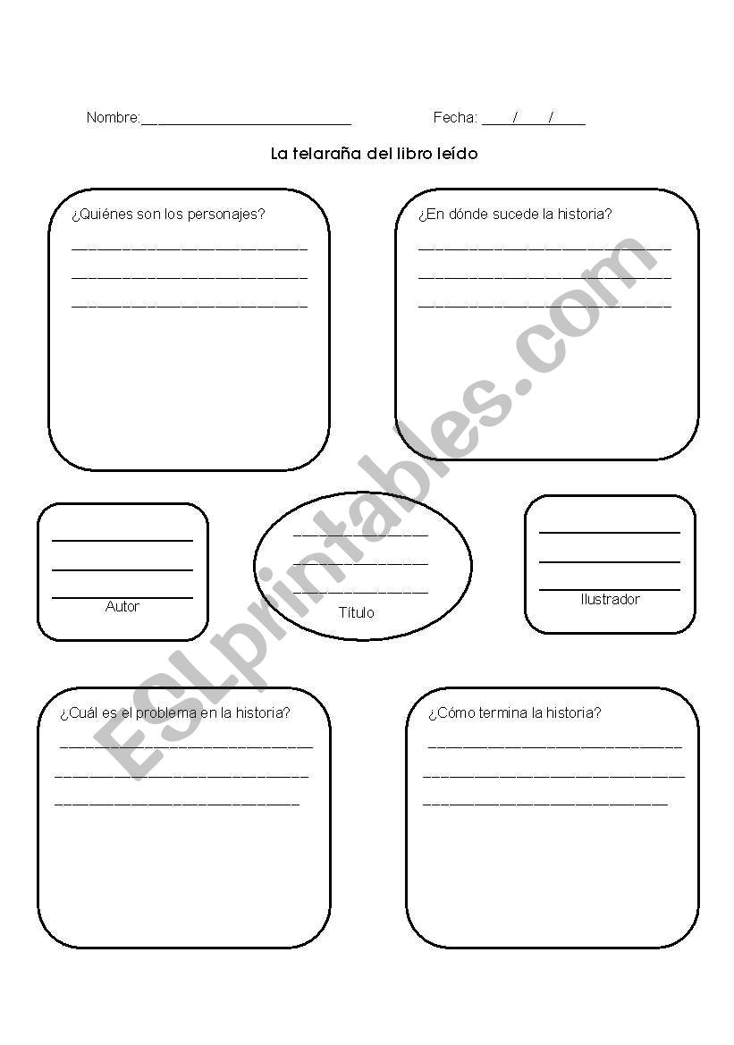 Book Report - Spider web worksheet