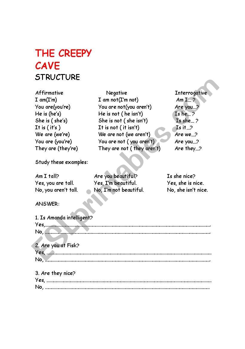 verb to be worksheet