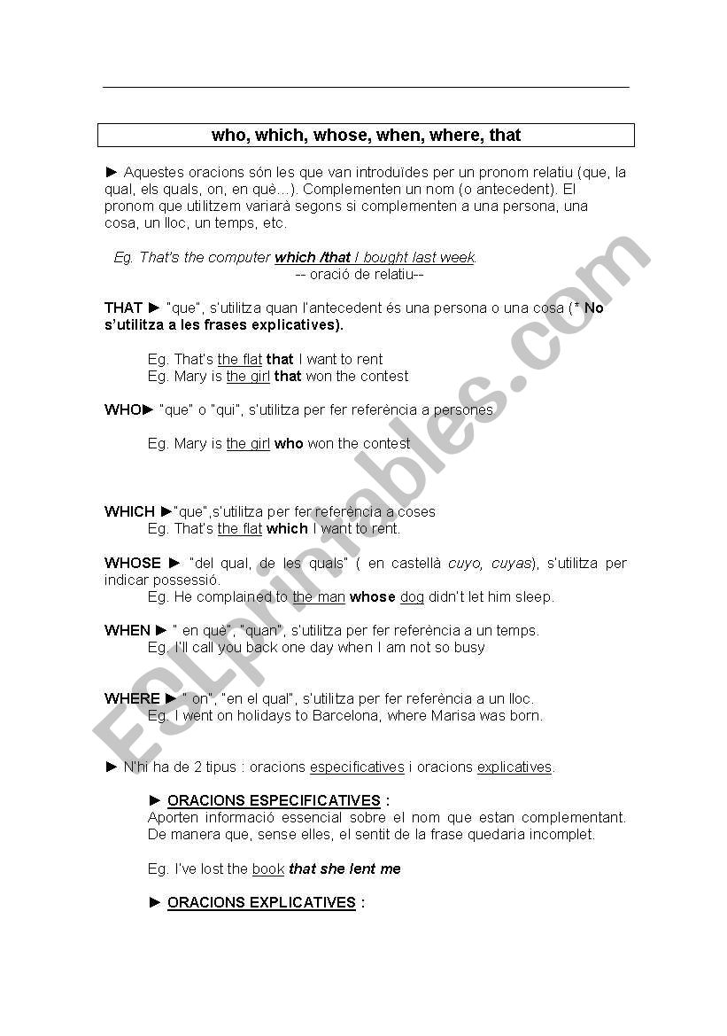 relative clauses worksheet