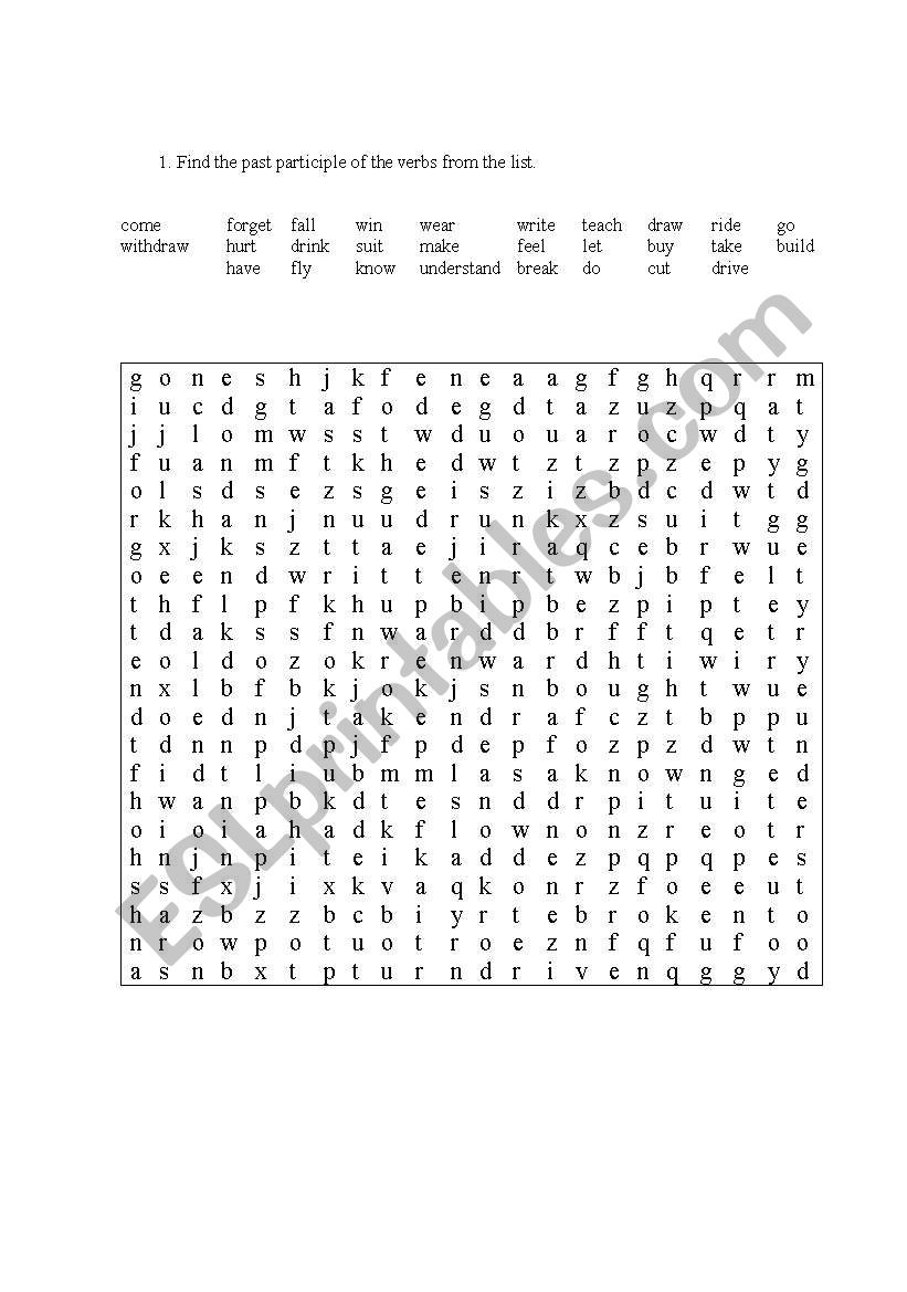 Past Participle Soup Letter worksheet