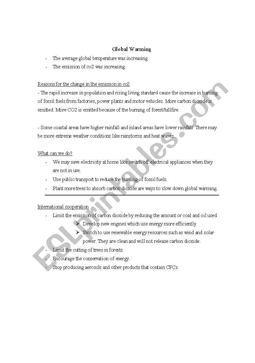 Geography global warming worksheet