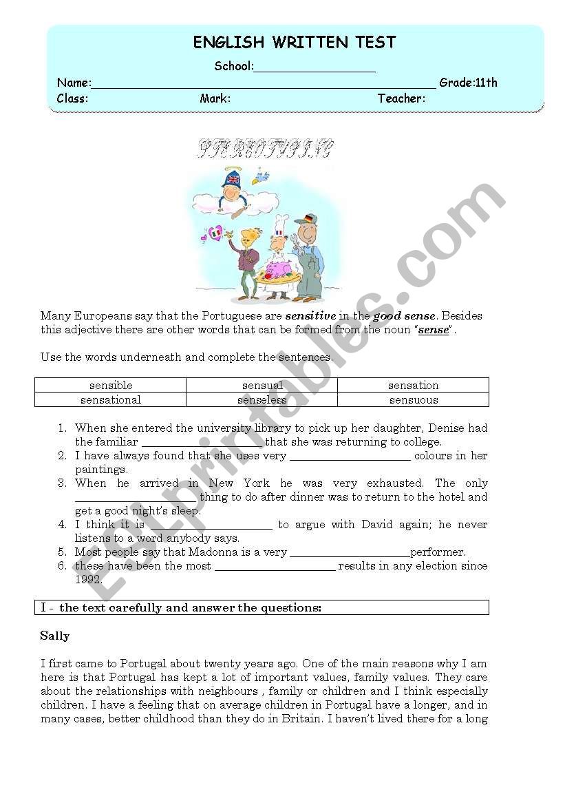 Test - Stereotyping worksheet