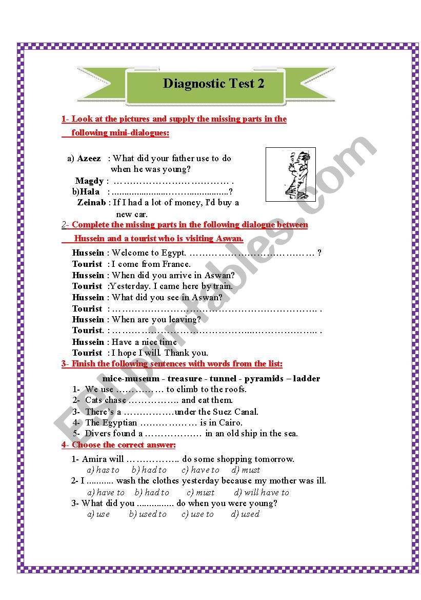 Diagnostic Test 2/7 worksheet