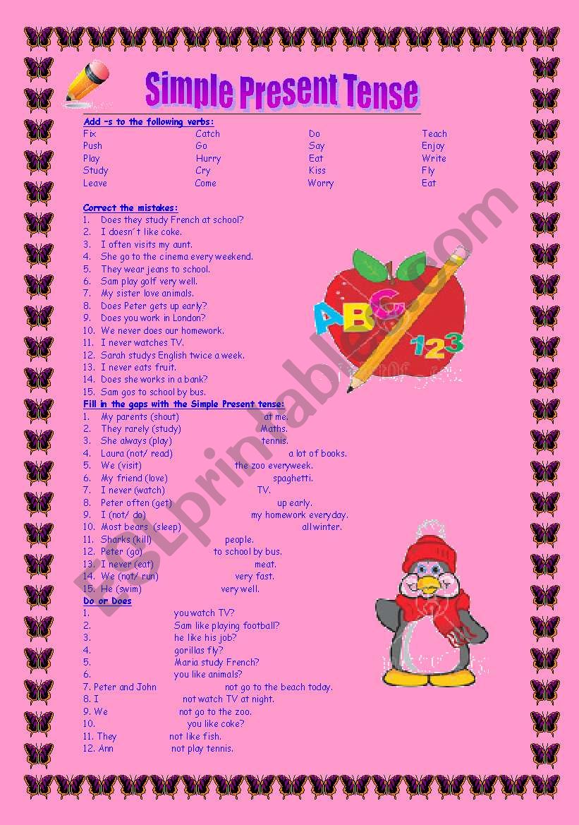 Simple Present tense worksheet