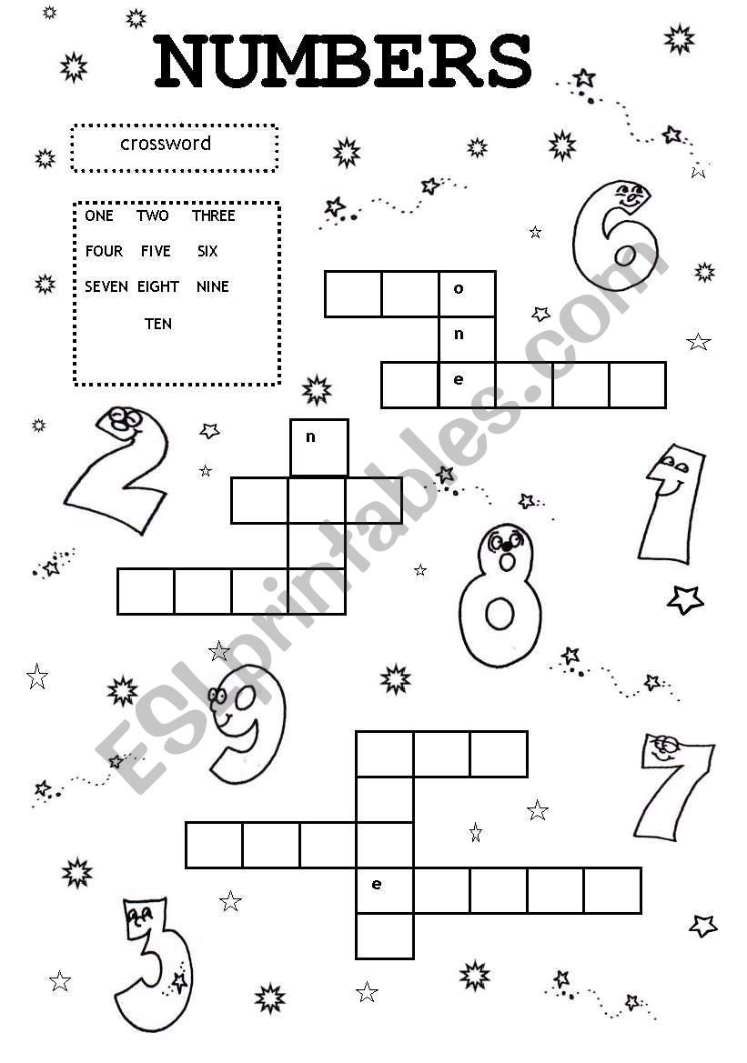 NUMBERS CROSSWORD worksheet