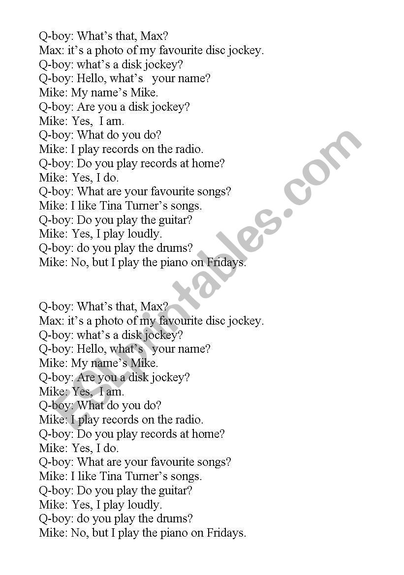 Dialogue worksheet