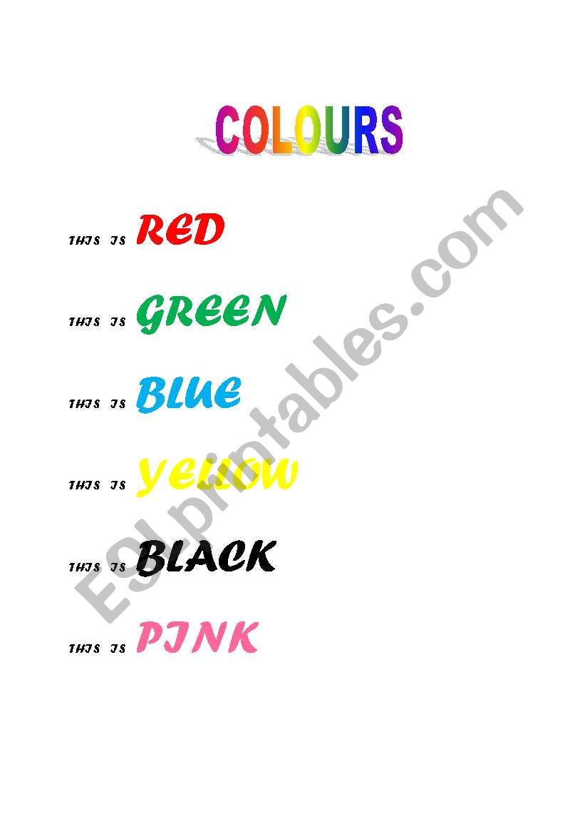 colours worksheet