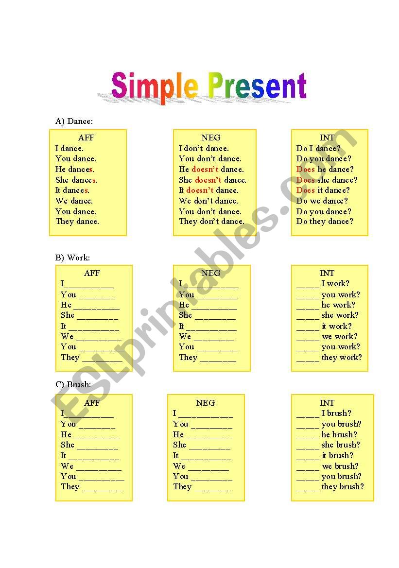 Simple Present - vebs worksheet