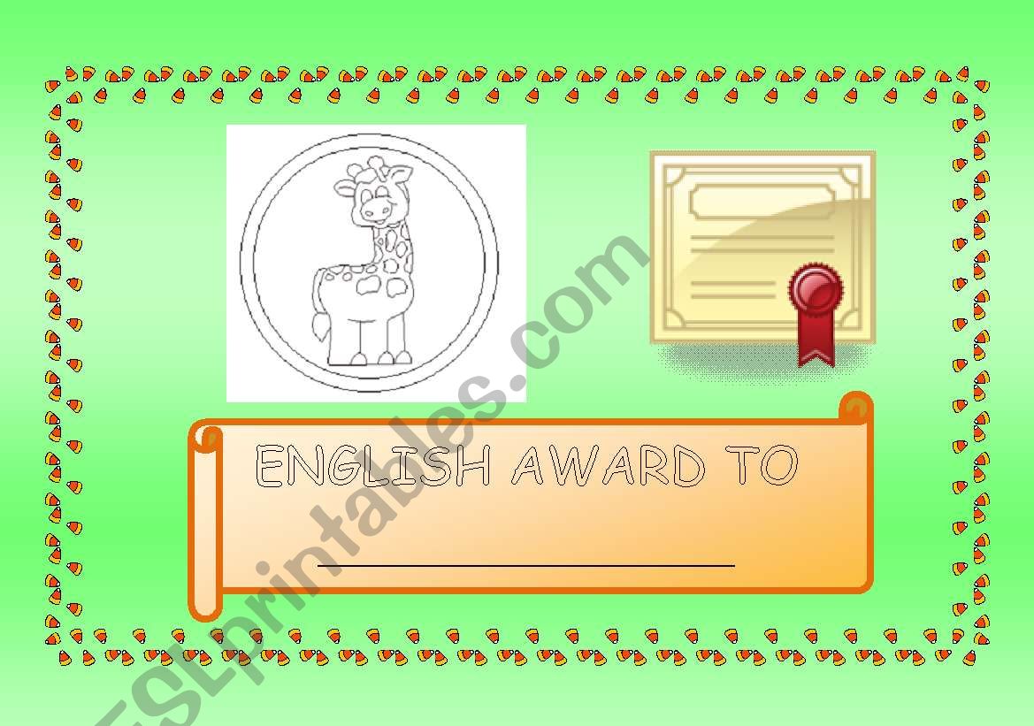 English award worksheet