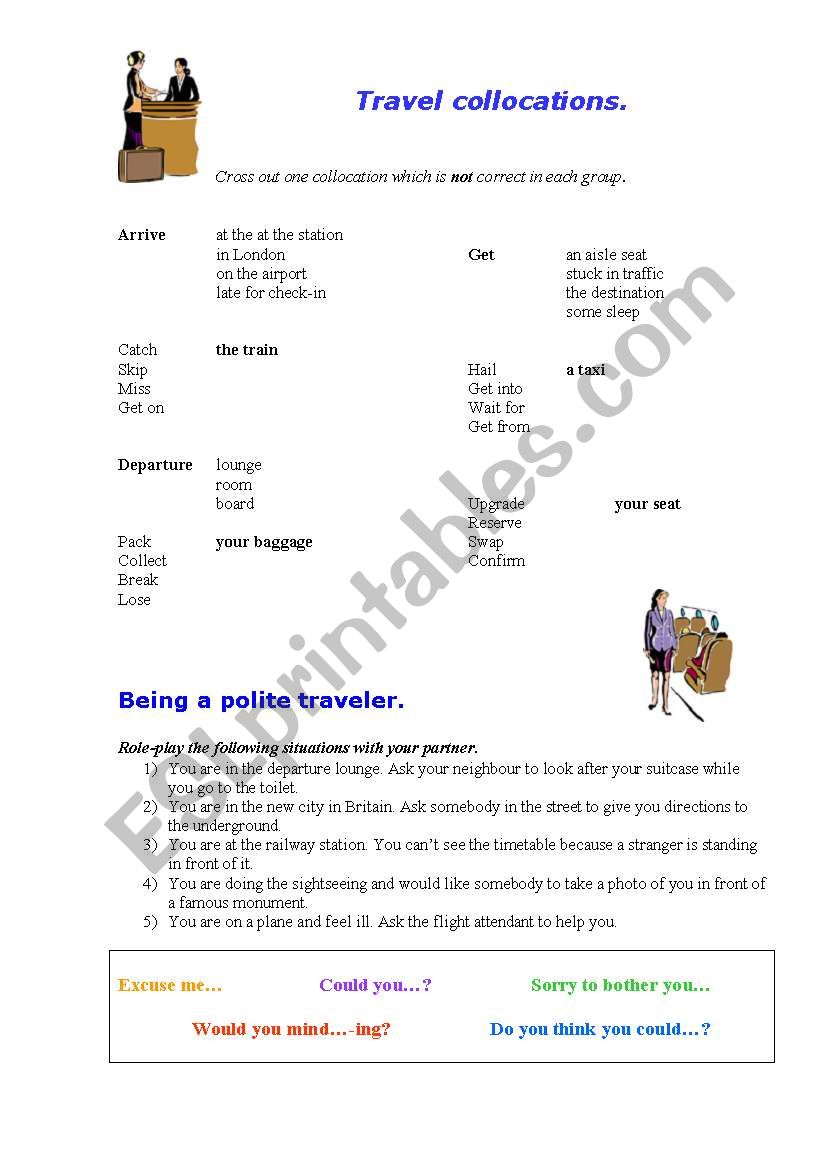 Travel collocations worksheet