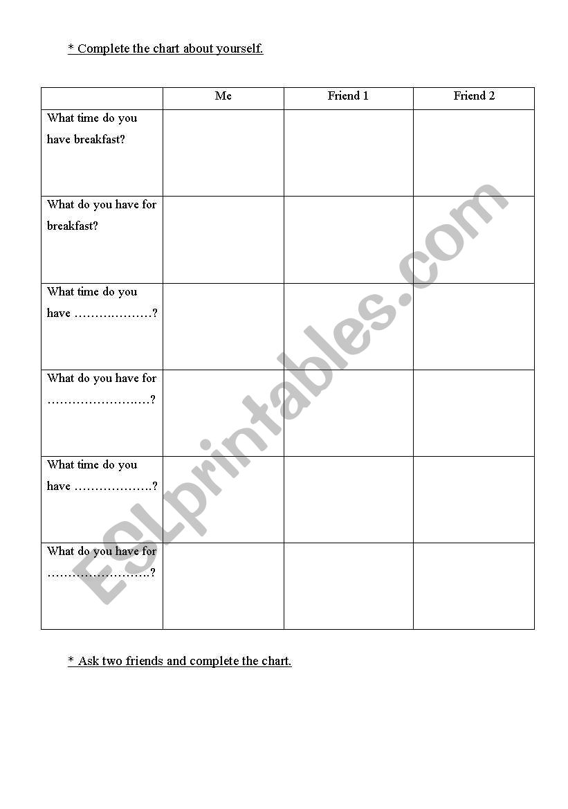 Food worksheet