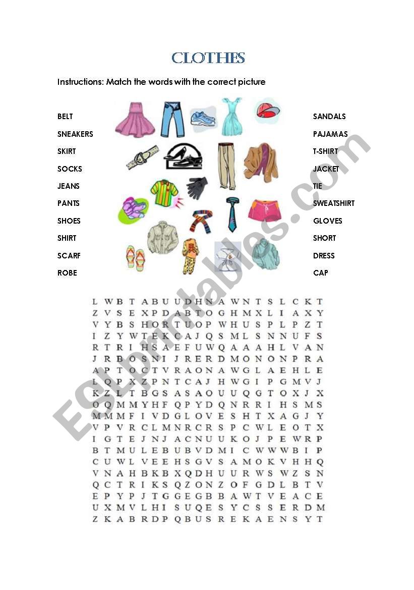 CLOTHES worksheet