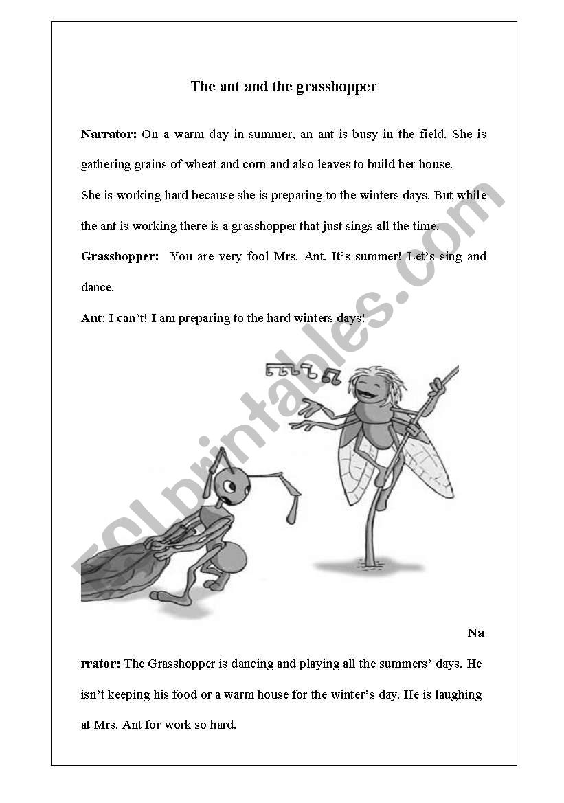 the ant and the grasshopper worksheet