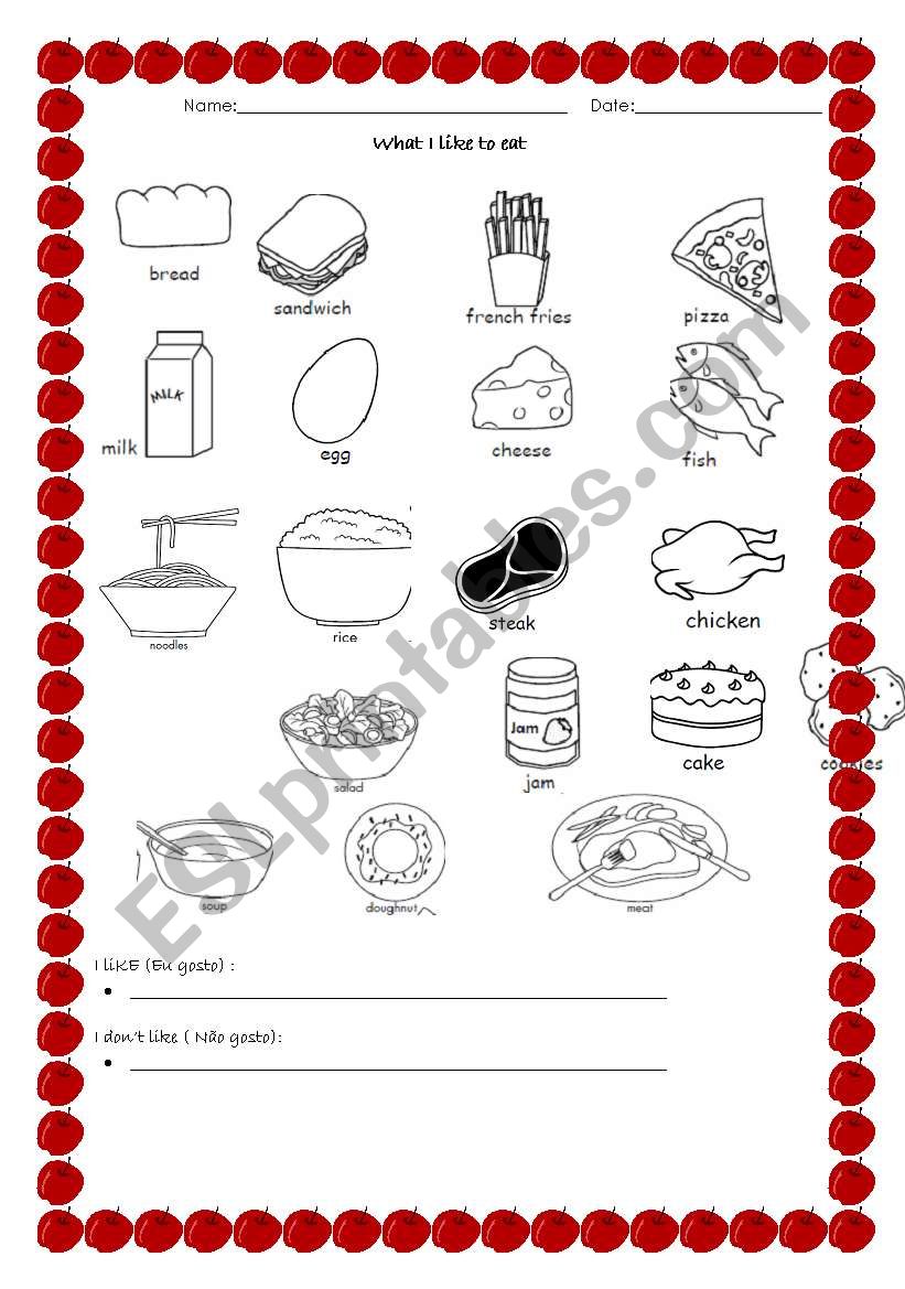 Food I like worksheet