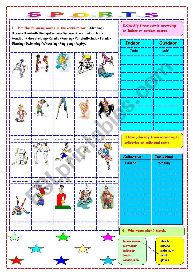 sports worksheet