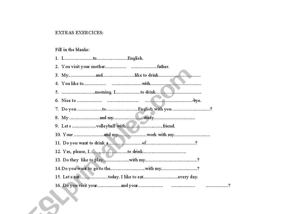 Fill in the blanks.  worksheet