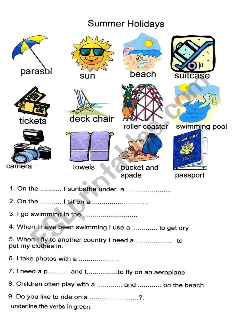 summer holidays worksheet