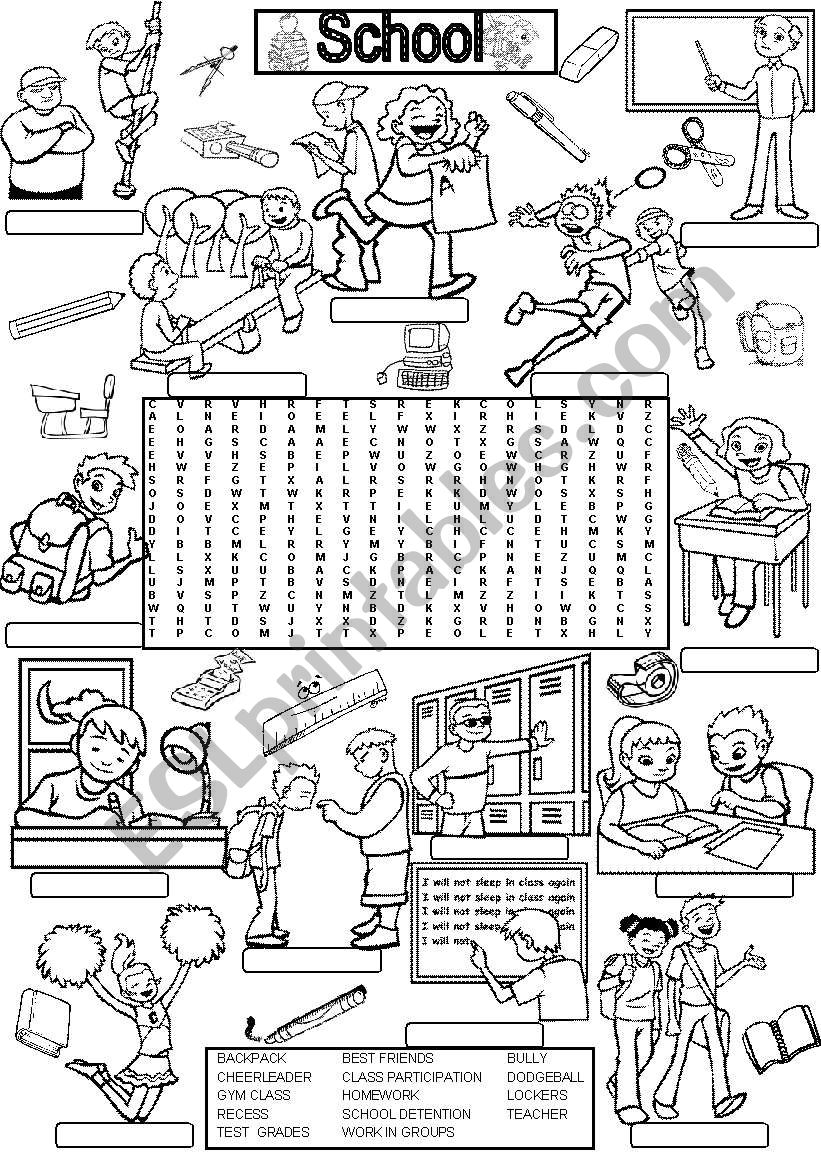 Wordsearch SCHOOL worksheet