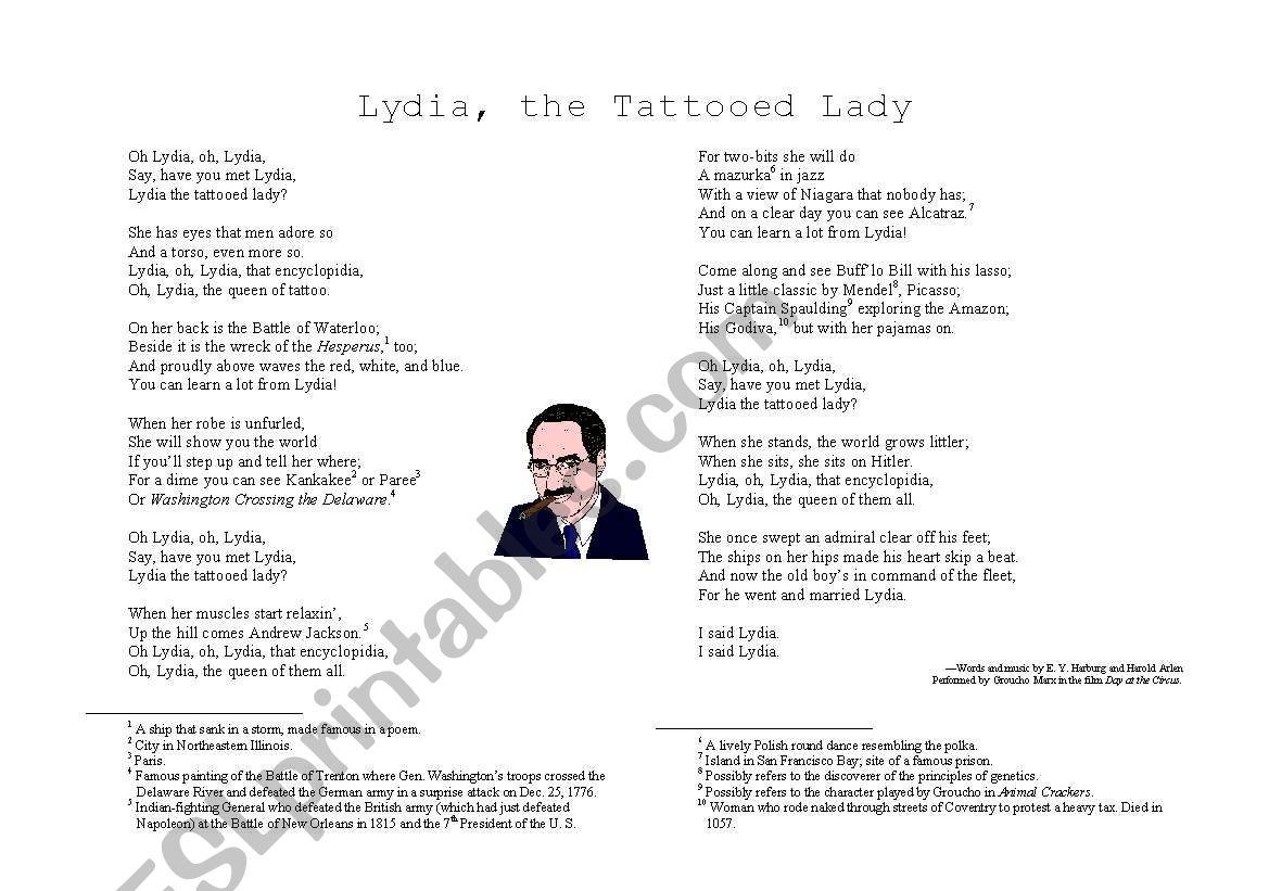 Lydia, The Tattooed Lady worksheet