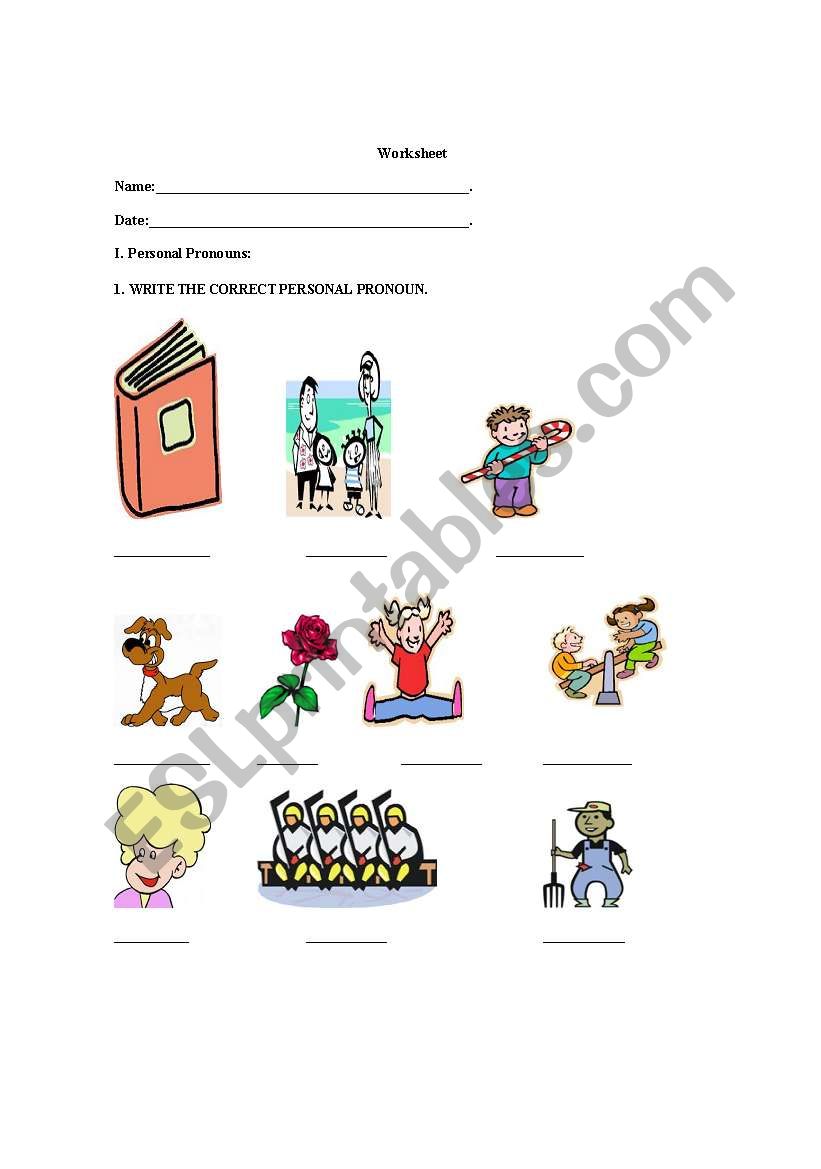 pronouns worksheet