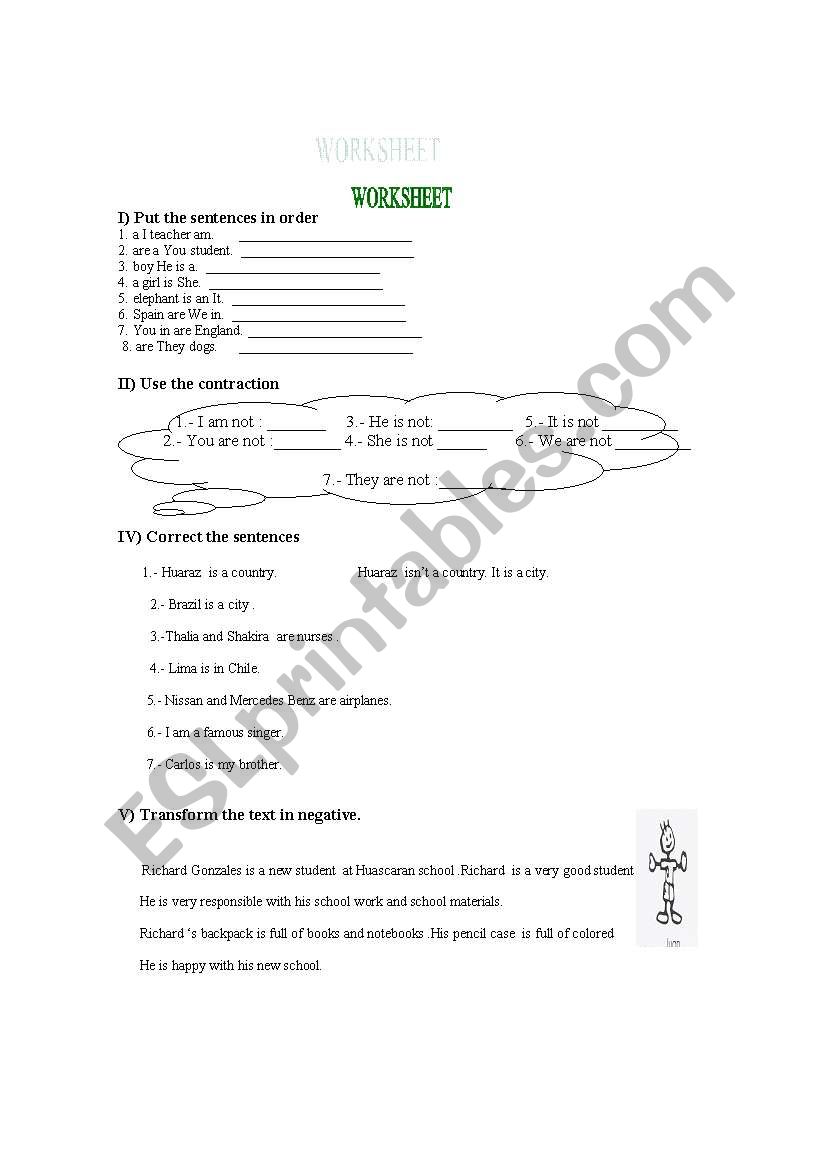 the verb to be worksheet