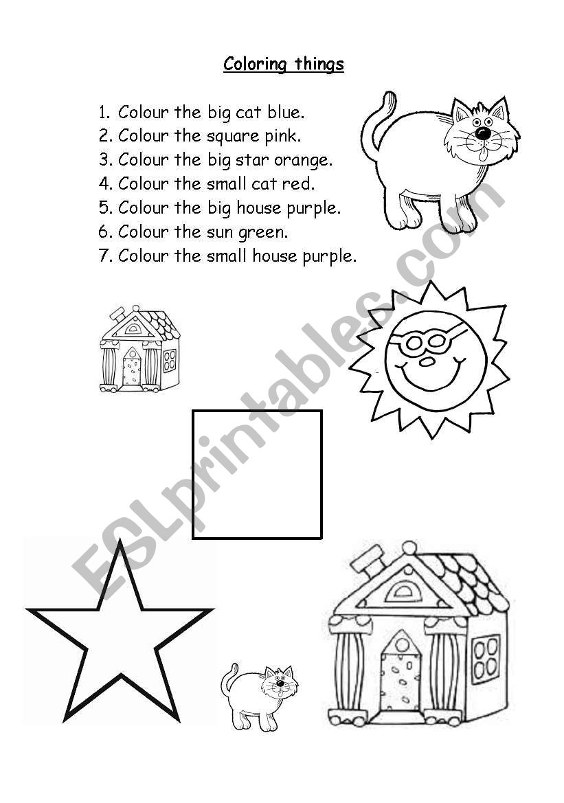 Coloring things worksheet