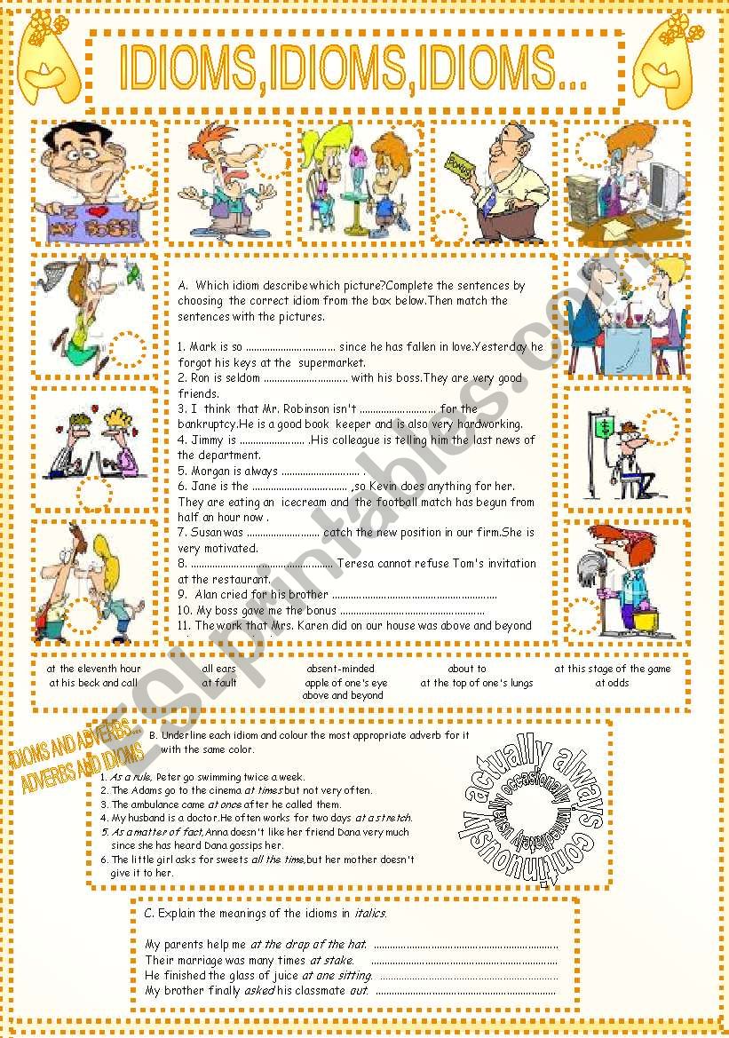 Idioms,idioms,idioms... worksheet