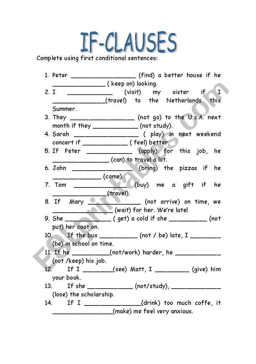 if-clauses worksheet