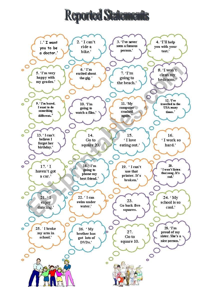 Reported Statements worksheet