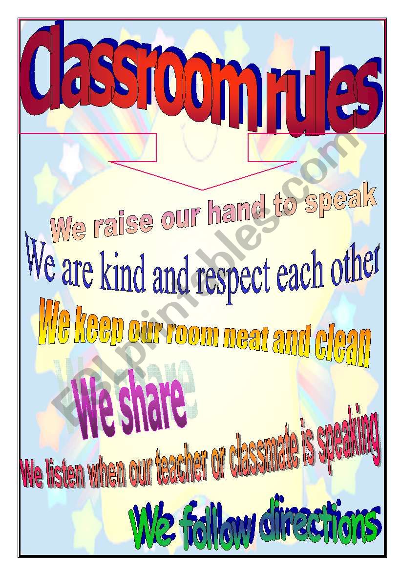 Classroom rules - Poster worksheet