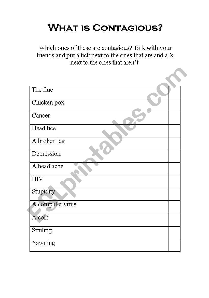 Is Yawning Contagious? worksheet