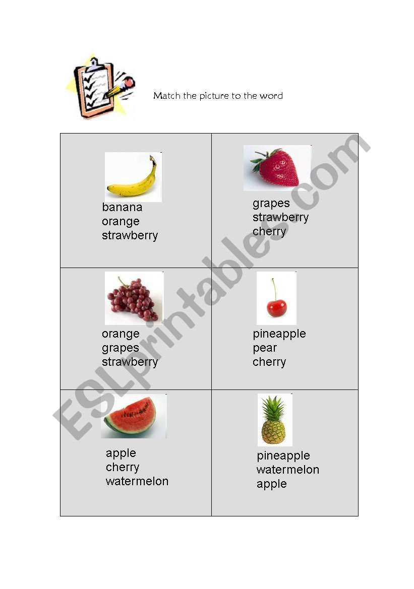 Fruits worksheet