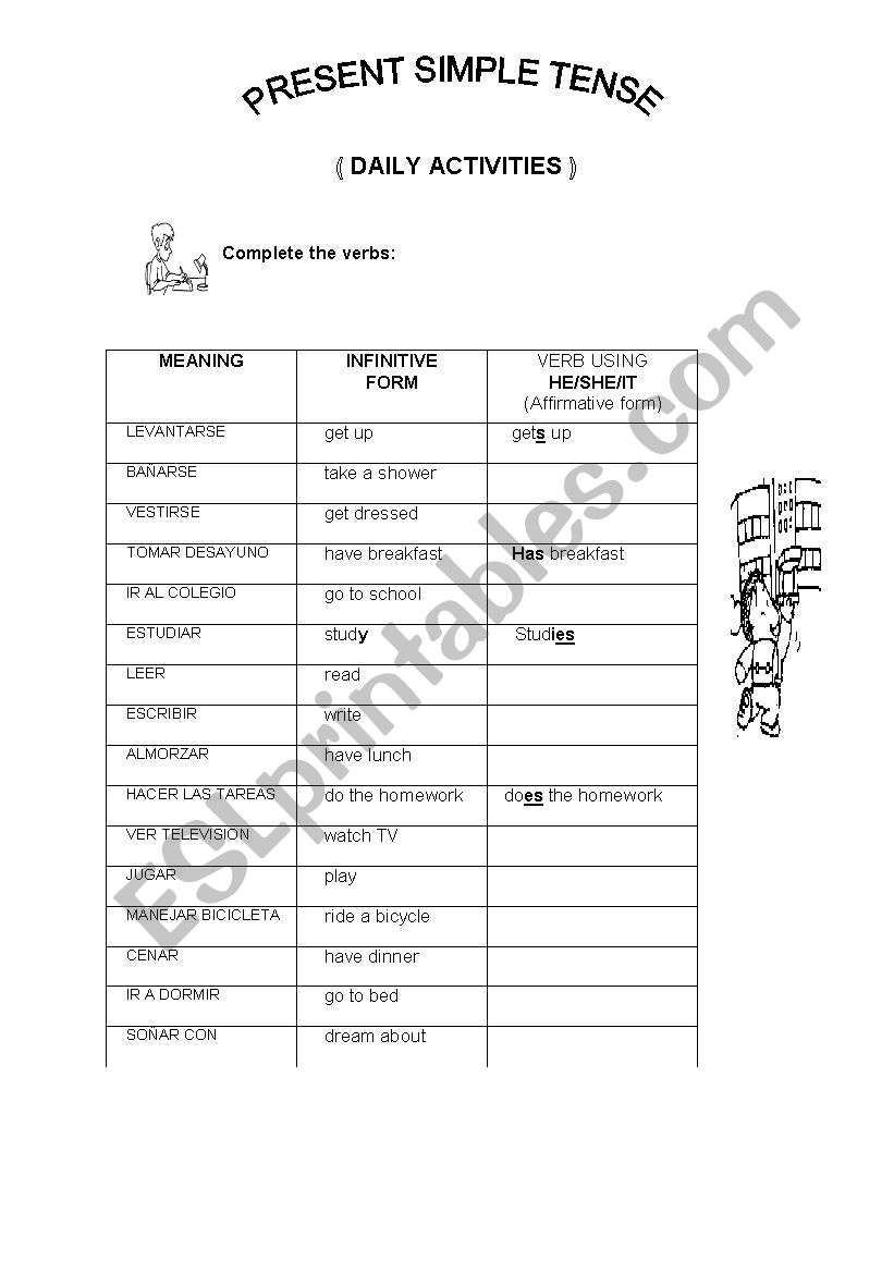 daily routines verbs worksheet