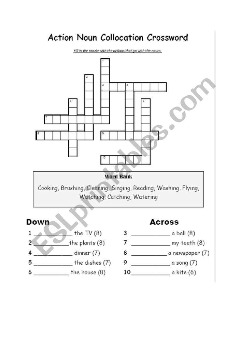 Collocations Crossword worksheet