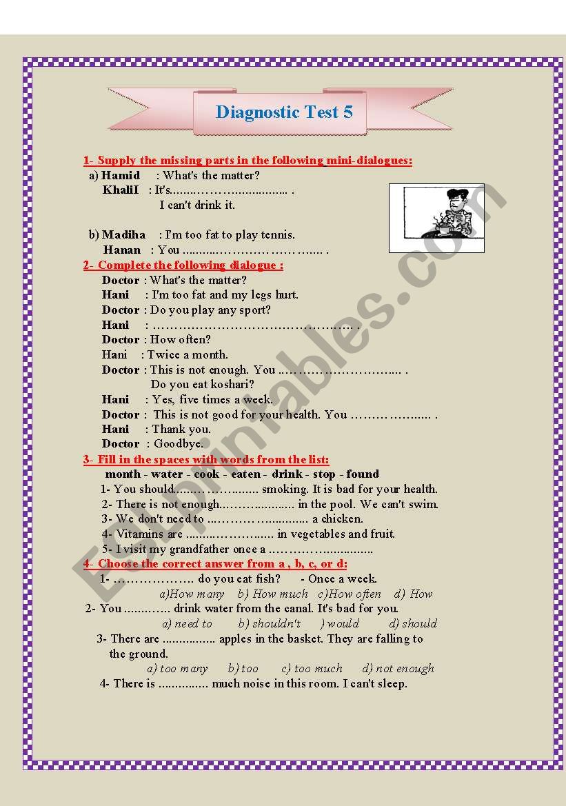 Diagnostic Test 5/7 worksheet