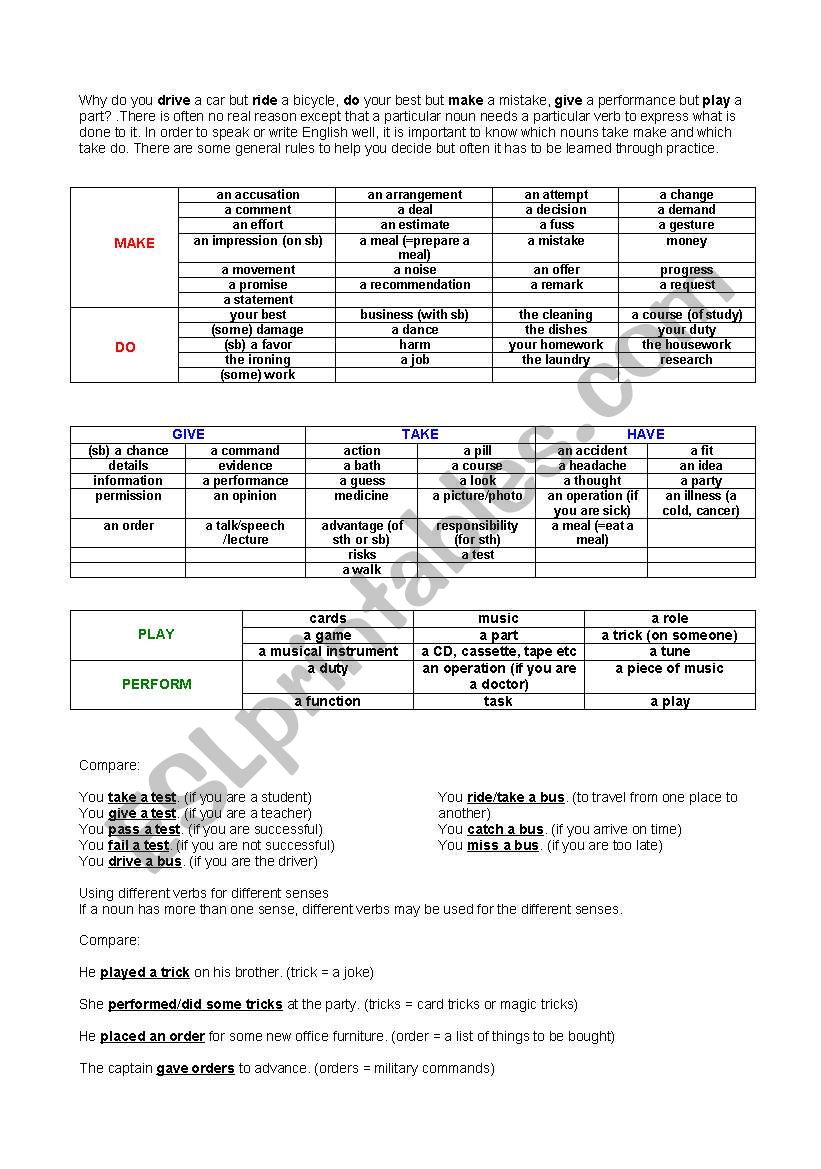  useful colocations worksheet