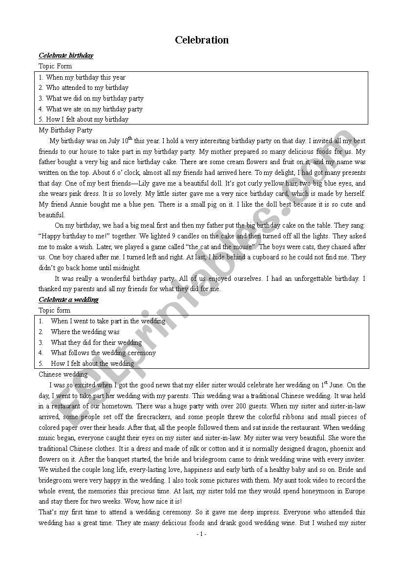 Birthday worksheet