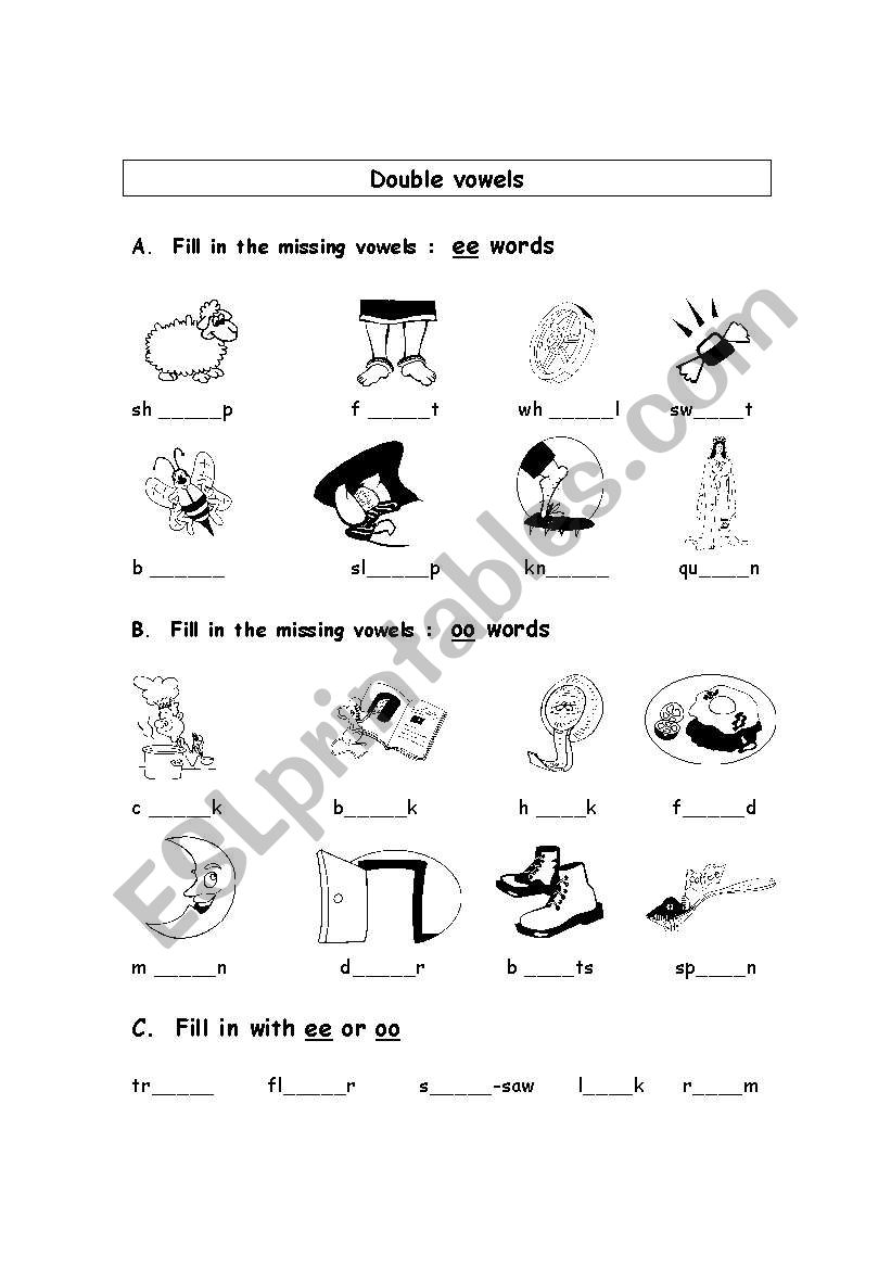 double vowels worksheet