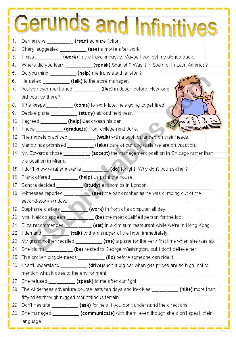 Gerunds and Infinitives Exercise
