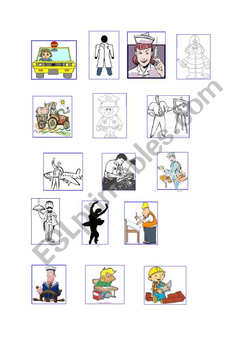 jobsflash cards worksheet