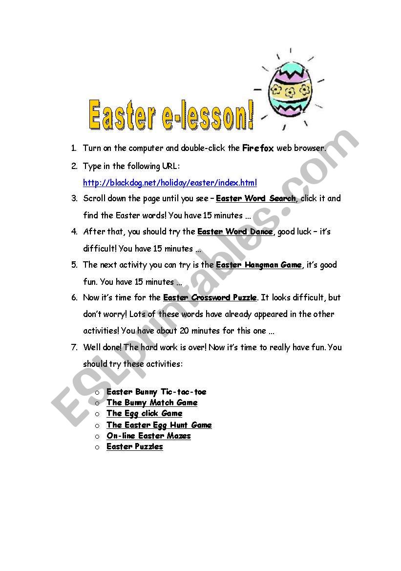 Easter e-lesson worksheet