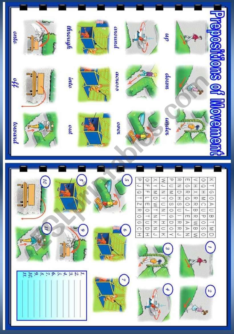 Prepositions of movement worksheet